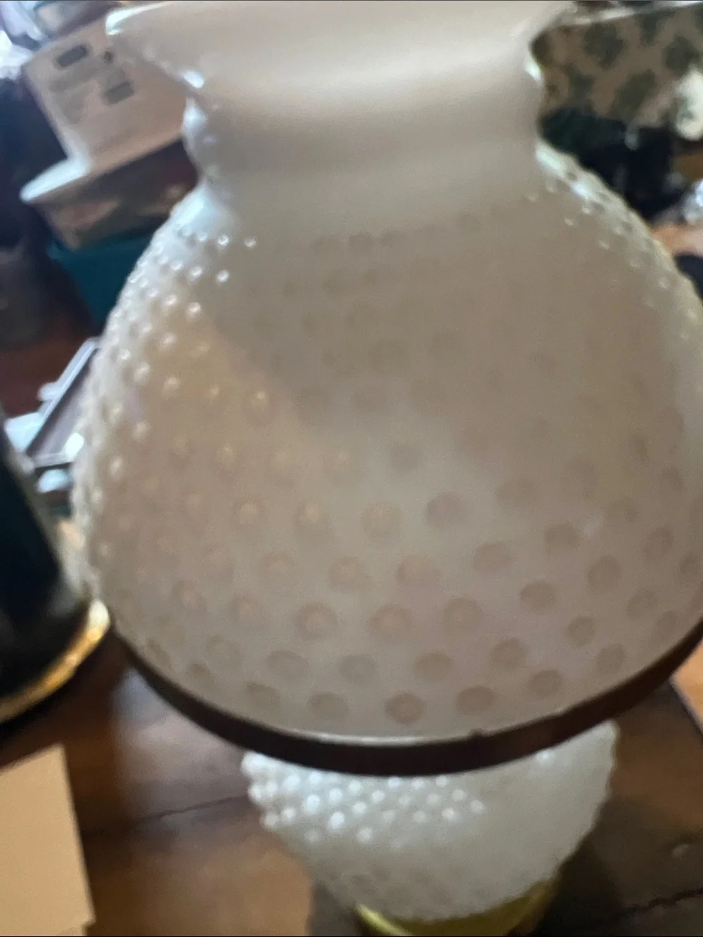 VintagevWhite Hobnail Milk Glass Table Lamp